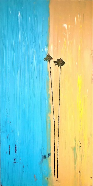 Ζωγραφική με τίτλο "Laguna Beach Canyon…" από Dutch Montana, Αυθεντικά έργα τέχνης, Λάδι Τοποθετήθηκε στο Ξύλινο φορείο σκελ…