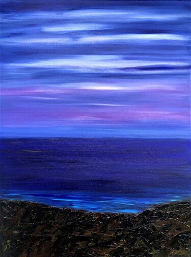 Painting titled "Pacific at Dusk" by Dutch Montana, Original Artwork, Oil