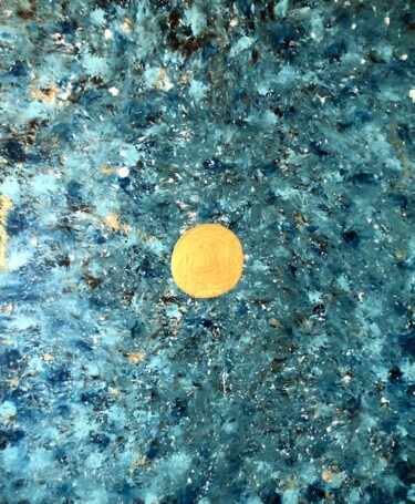 Ζωγραφική με τίτλο "Golden Circle" από Dutch Montana, Αυθεντικά έργα τέχνης, Λάδι Τοποθετήθηκε στο Ξύλινο φορείο σκελετό