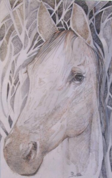 Peinture intitulée "Le petit cheval tri…" par Monique Dutter-Lemierre, Œuvre d'art originale