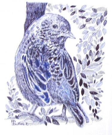 Peinture intitulée "L'oiseau bleu" par Monique Dutter-Lemierre, Œuvre d'art originale