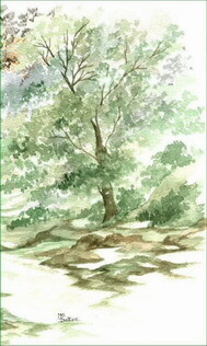 Peinture intitulée "L'arbre penché" par Monique Dutter-Lemierre, Œuvre d'art originale