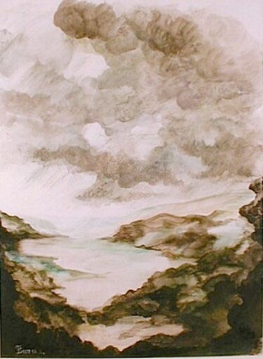 Peinture intitulée "L'orage" par Monique Dutter-Lemierre, Œuvre d'art originale