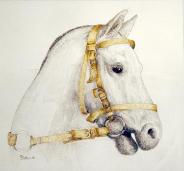 Painting titled "Le beau cheval" by Monique Dutter-Lemierre, Original Artwork
