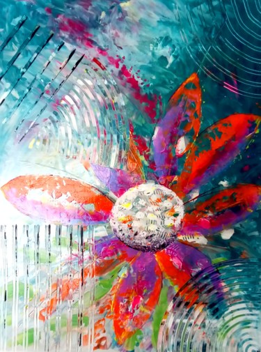 Peinture intitulée "Flower one" par Pascal  Dl, Œuvre d'art originale, Acrylique