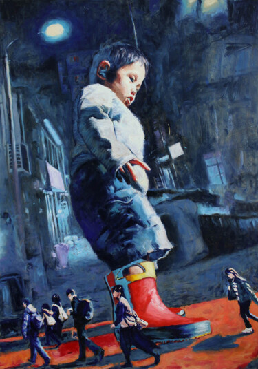 Painting titled "Sans titre" by Duy Tran, Original Artwork, Oil Mounted on Wood Stretcher frame