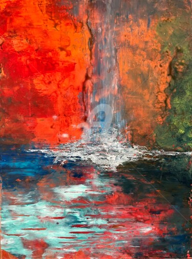 Painting titled "Sunset Falls" by David Vall, Original Artwork, Acrylic