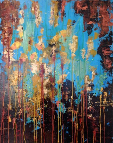 Peinture intitulée "Gold Rain" par David Vall, Œuvre d'art originale, Acrylique