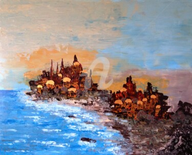 Peinture intitulée "Coastal City" par David Vall, Œuvre d'art originale, Acrylique