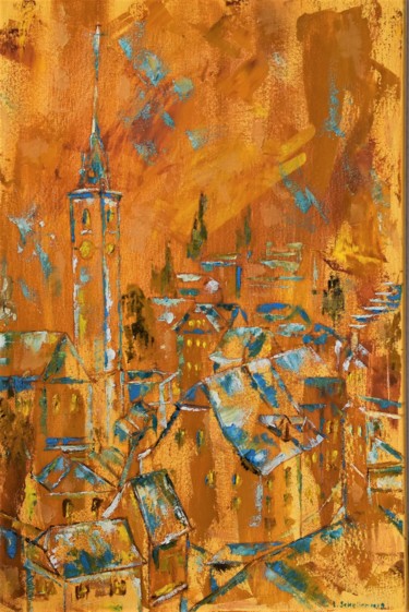 Malerei mit dem Titel "Bern" von Lusie Schellenberg, Original-Kunstwerk, Öl