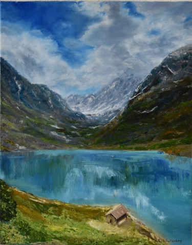 Картина под названием "Mountain" - Lusie Schellenberg, Подлинное произведение искусства, Масло