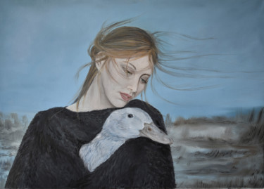 Картина под названием "The Ugly Duckling" - Lusie Schellenberg, Подлинное произведение искусства, Масло