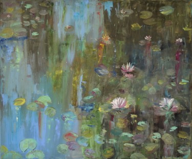 Painting titled "Pond" by Lusie Schellenberg, Original Artwork, Oil