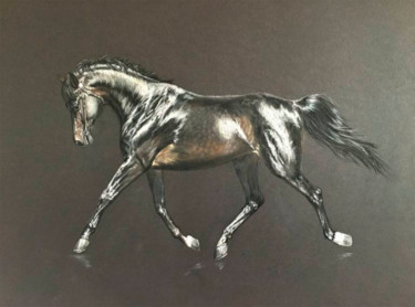 Рисунок под названием "Silk horse" - Lusie Schellenberg, Подлинное произведение искусства, Пастель