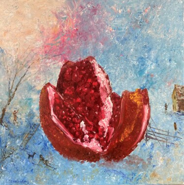 Painting titled "Pomegranate" by Lusie Schellenberg, Original Artwork, Oil
