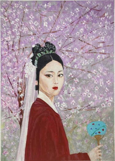 Painting titled "Sakura time" by Lusie Schellenberg, Original Artwork, Acrylic
