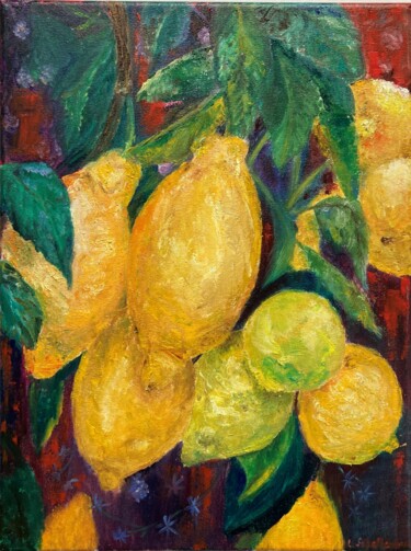 Painting titled "Lemons" by Lusie Schellenberg, Original Artwork, Oil