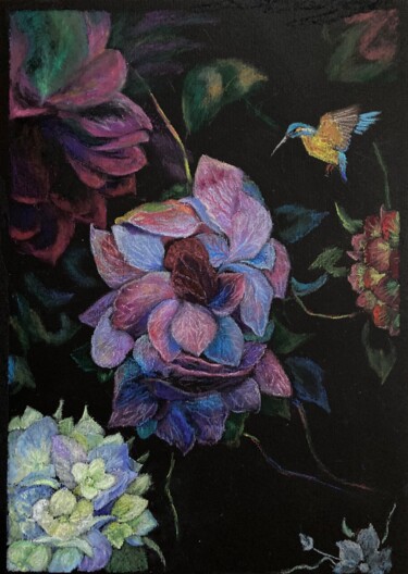 Dessin intitulée "Hummingbirds" par Lusie Schellenberg, Œuvre d'art originale, Pastel