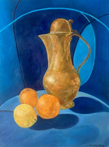 Painting titled "Blue line" by Lusie Schellenberg, Original Artwork, Oil