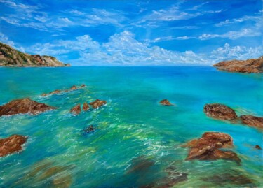 Painting titled "Azure noon" by Lusie Schellenberg, Original Artwork, Oil