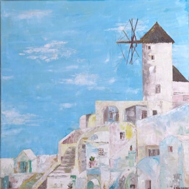 Pittura intitolato "Santorini" da Lusie Schellenberg, Opera d'arte originale, Olio