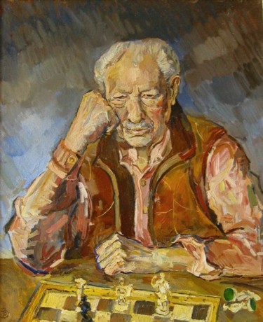 Картина под названием "Портрет моего Деда." - Dmitry Veltishchev, Подлинное произведение искусства, Масло