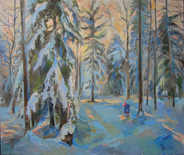Картина под названием "Прогулка зимой" - Dmitry Veltishchev, Подлинное произведение искусства, Масло