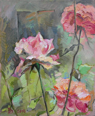 Картина под названием "Розы" - Dmitry Veltishchev, Подлинное произведение искусства, Масло