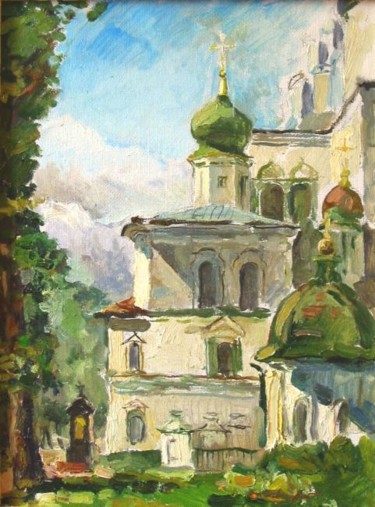 Malerei mit dem Titel "Голговская церковь." von Dmitry Veltishchev, Original-Kunstwerk, Öl