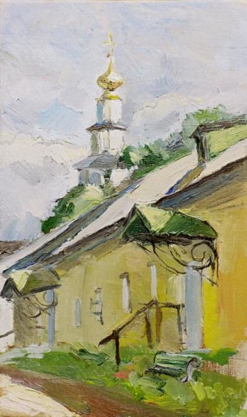 Schilderij getiteld "Церковь над Воротам…" door Dmitry Veltishchev, Origineel Kunstwerk