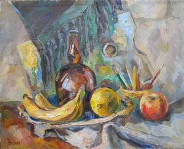 Peinture intitulée "Натюрморт с бананам…" par Dmitry Veltishchev, Œuvre d'art originale, Huile