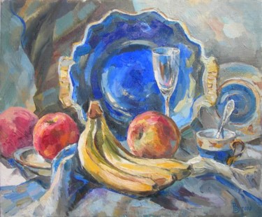 Картина под названием "Натюрморт с бананами" - Dmitry Veltishchev, Подлинное произведение искусства, Масло