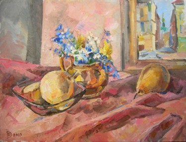 Painting titled "Натюрморт с цветами…" by Dmitry Veltishchev, Original Artwork