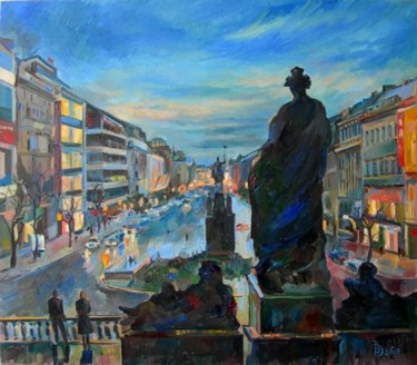 Pittura intitolato "Prague.Evening on V…" da Dmitry Veltishchev, Opera d'arte originale, Olio