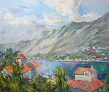 Painting titled "Вид на Которский за…" by Dmitry Veltishchev, Original Artwork, Oil