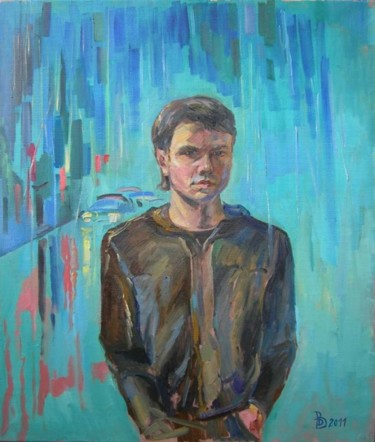 Картина под названием "Автопортрет под дож…" - Dmitry Veltishchev, Подлинное произведение искусства