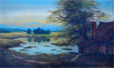 Painting titled "Landscape" by Eva Dvorzsak, Original Artwork