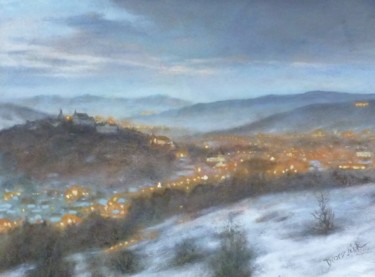Painting titled "Winter landscape" by Eva Dvorzsak, Original Artwork