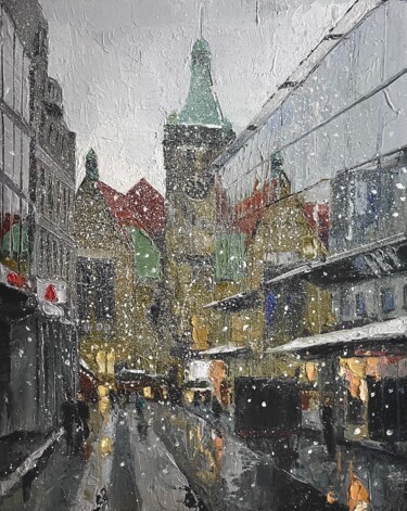 Картина под названием "First snow. Chemnitz" - Daniel Gusev (Welz), Подлинное произведение искусства, Масло