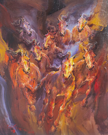 Painting titled "Majestic Rhythm" by Dwi S., Original Artwork, Oil