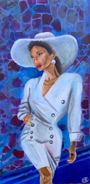 Painting titled "Business lady" by Nataliia Diadyk (NAE), Original Artwork, Oil Mounted on Wood Stretcher frame