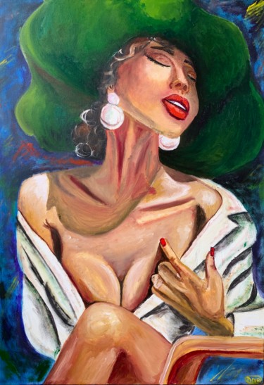 Painting titled "PLEASURE oil painte…" by Nataliia Diadyk (NAE), Original Artwork, Oil Mounted on Wood Stretcher frame