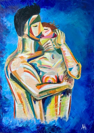 Painting titled "Passion" by Nataliia Diadyk (NAE), Original Artwork, Oil Mounted on Wood Stretcher frame