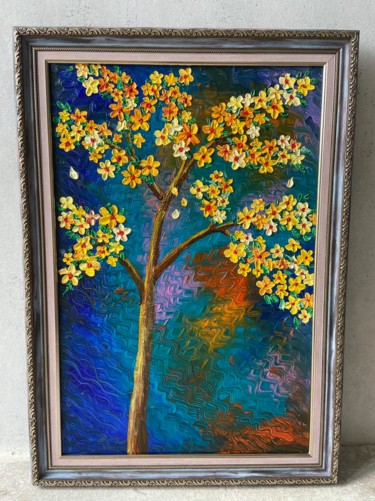 Painting titled "SPRING - original o…" by Nataliia Diadyk (NAE), Original Artwork, Oil Mounted on Wood Stretcher frame