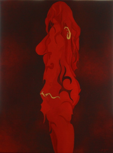 Peinture intitulée "Nuances de rouge 2" par Dyai Saugey, Œuvre d'art originale
