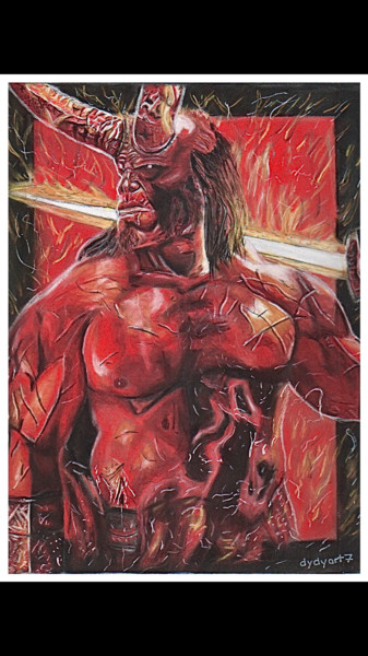 Dessin intitulée "Hellboy original" par Focosi Dylan (Dydyart7), Œuvre d'art originale, Pastel
