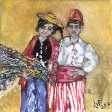 Peinture intitulée "costumes niçois" par Dyguiluge, Œuvre d'art originale, Huile