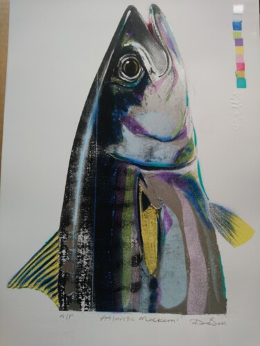 Druckgrafik mit dem Titel "'Atlantic Mackerel'…" von Dylan Bell (Bells Galleries), Original-Kunstwerk, Sprühfarbe