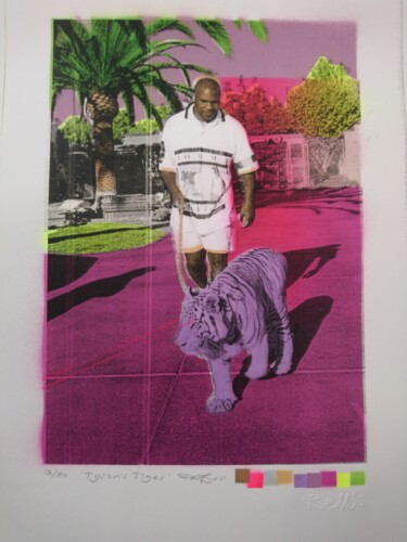 Gravures & estampes intitulée "'Tyson's Tiger' - S…" par Dylan Bell (Bells Galleries), Œuvre d'art originale, Bombe aérosol