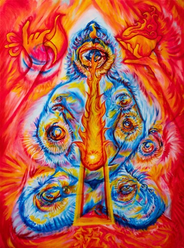 Pintura titulada "El Ojo de Vipashyana" por Dylan Vera, Obra de arte original, Oleo Montado en Bastidor de camilla de madera